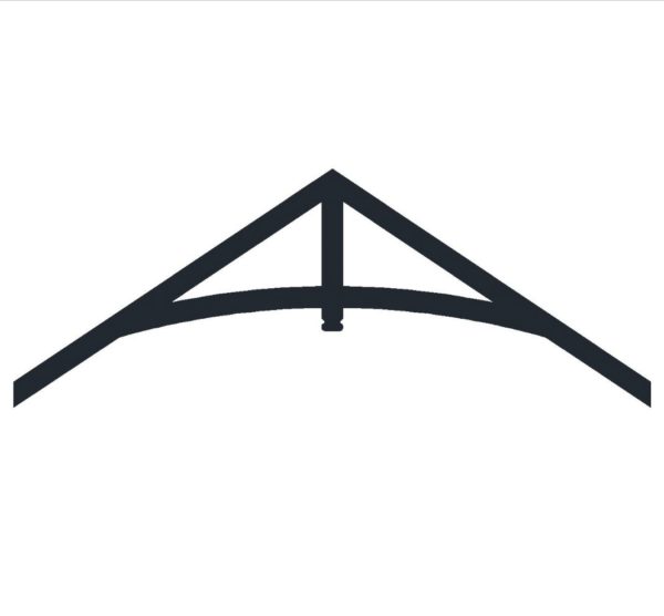 An image of the design outline of the Arched King faux wood truss kit from Volterra Architectural Products
