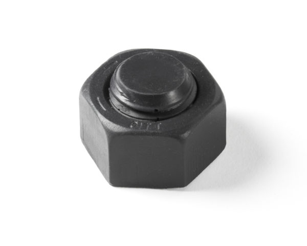 Faux iron nut head manufactured by Volterra Architectural Products for use with faux beam straps, hangers, and plates.