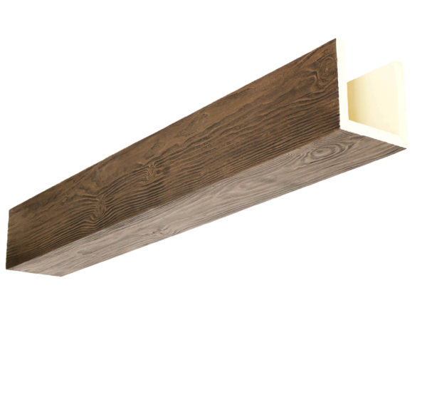 Faux wood ceiling beam with a Doug Fir texture manufactured by Volterra Architectural Products.