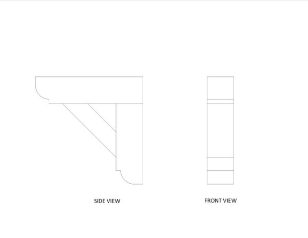 Diagram of a 3" x 3" x 12" x 12" Doug Fir decorative beam bracket manufactured by Volterra Architectural Products.