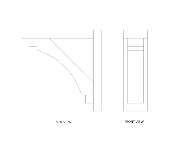 Diagram of a 6" x 2" x 20" x 20" Doug Fir decorative beam bracket manufactured by Volterra Architectural Products.