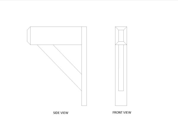 Diagram of a 4" x 6" x 18" x 24" Doug Fir decorative wood beam bracket manufactured by Volterra Architectural Products.