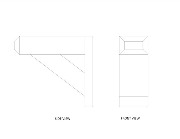 Diagram of a 6" x 4" x 15" x 14" Doug Fir decorative beam bracket manufactured by Volterra Architectural Products.