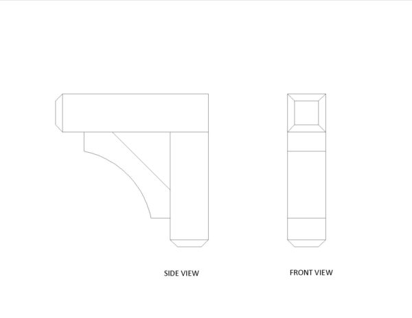 Diagram of a 4" x 4" x 16" x 16" Doug Fir decorative wood beam bracket manufactured by Volterra Architectural Products.