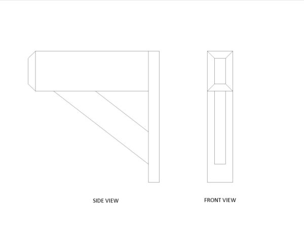 Diagram of a 4″ X 6″ X 18″ X 18″ Doug Fir faux wood bracket manufactured by Volterra Architectural Products.