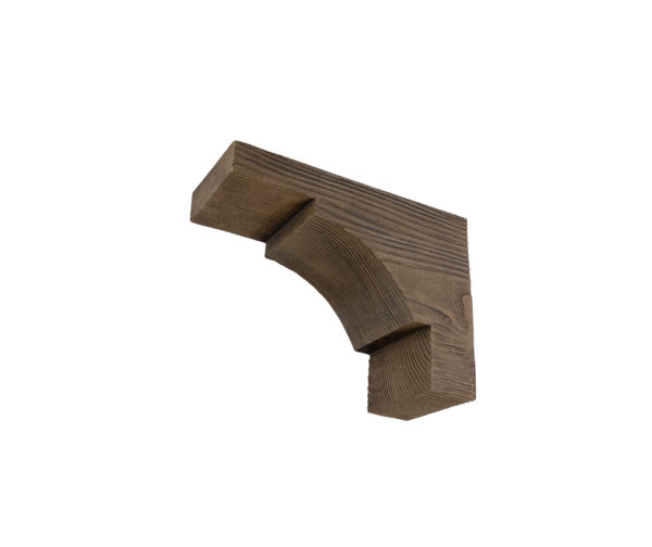 Majestic faux wood corbel in a Pecan stain manufactured and sold by Volterra Architectural Products.