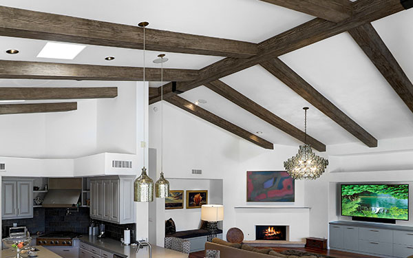 An image of Volterra’s faux wood beams in Southwestern style interior design.