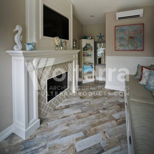 modern fireplace with moulding