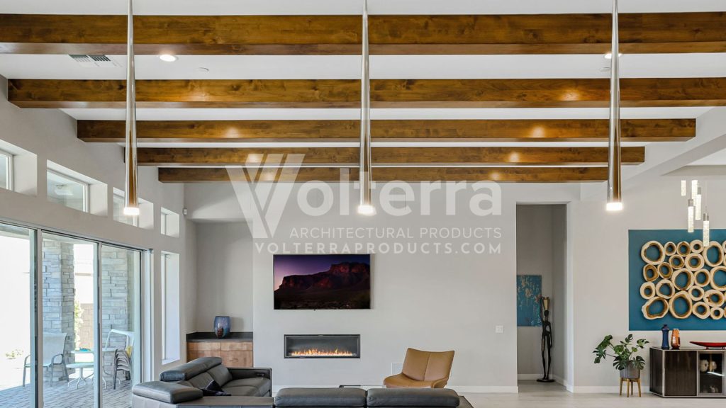 ceiling with faux wood beams