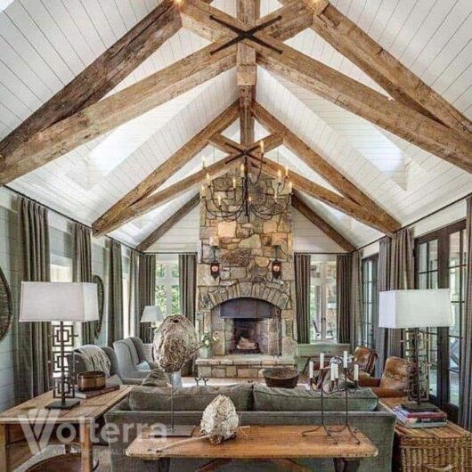 Volterra wood ceiling beams in a living room