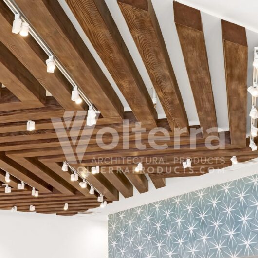 ceiling with faux wood beams