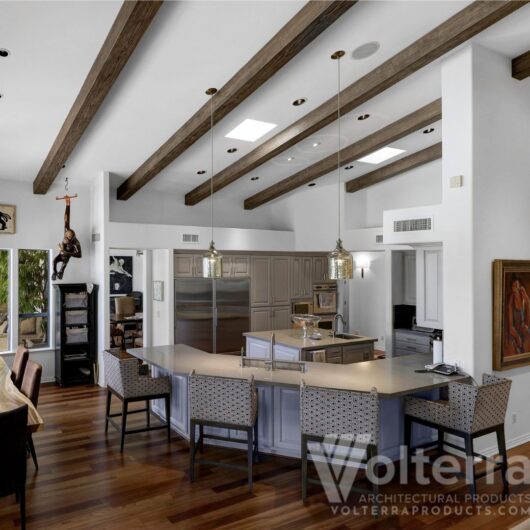 kitchen with decorative ceiling beams