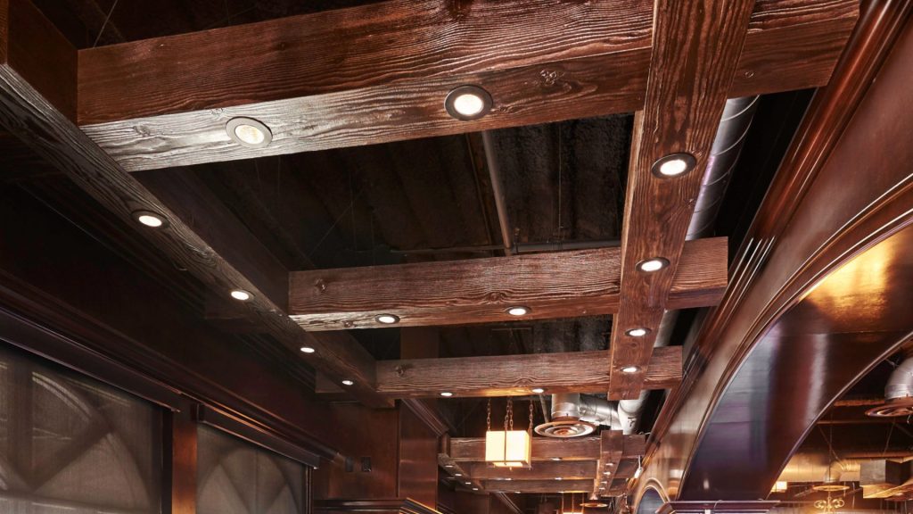 commercial space with faux beams