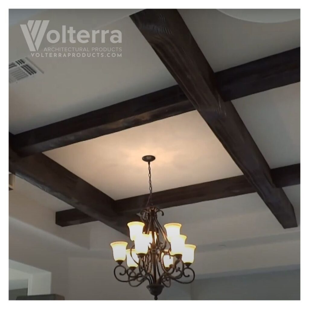 faux rustic beams on ceiling