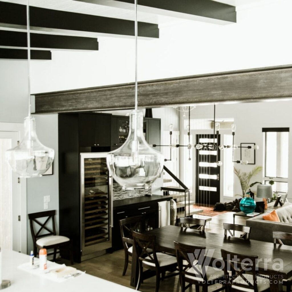 faux beams in kitchen