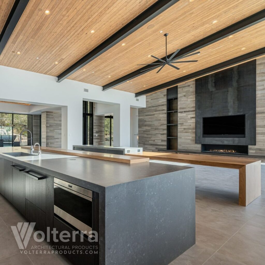 faux beams in kitchen