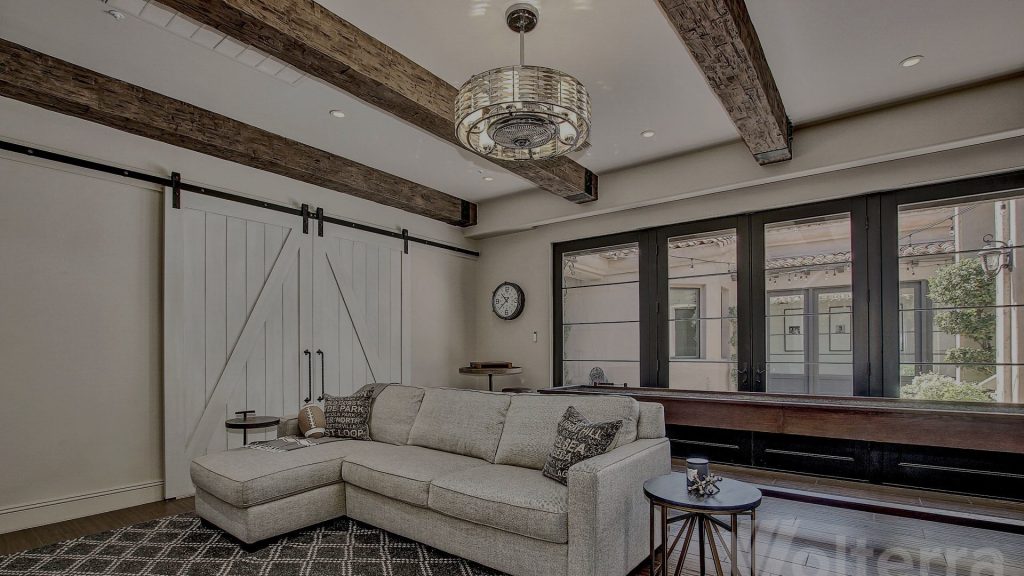 rustic faux wood beams on ceiling