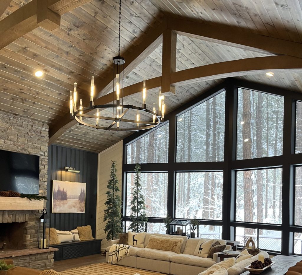 Rough Sawn Faux Arched King Truss Stained Light Walnut