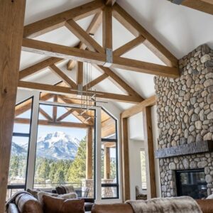 faux wood trusses in a home