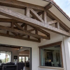 faux wood trusses in a home