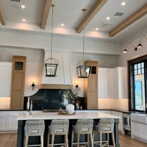 faux wood beams in a kitchen